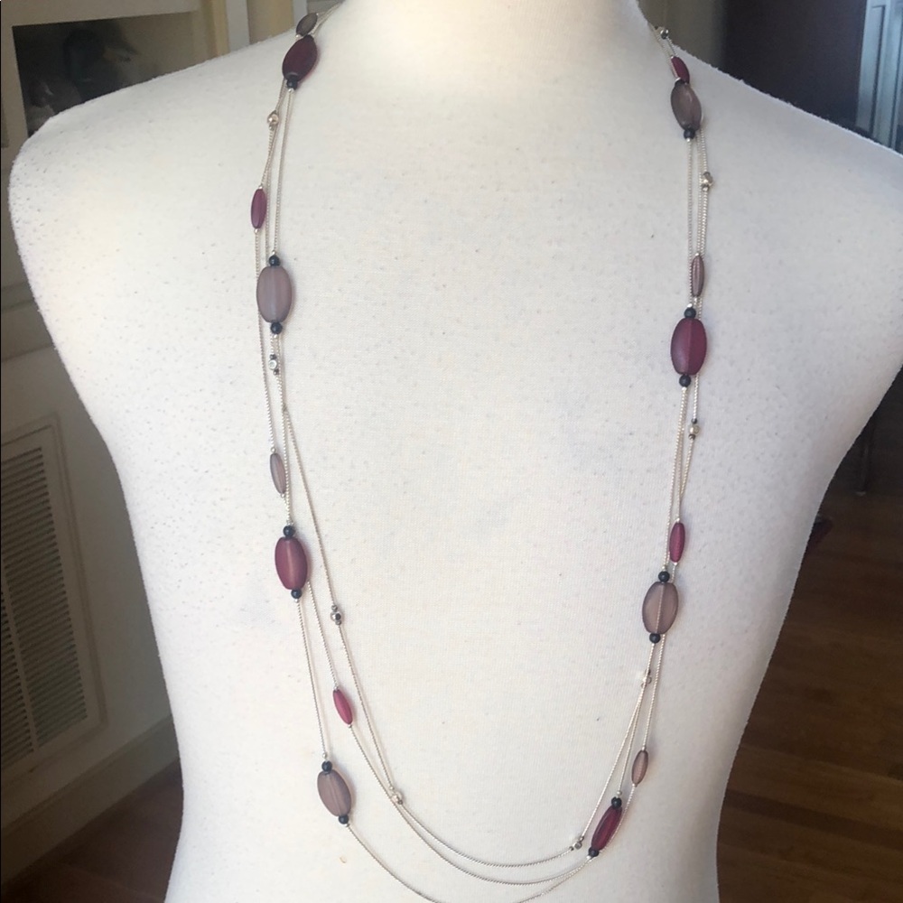 Elegant Multi-Strand Necklace with Purple and Silver Accents